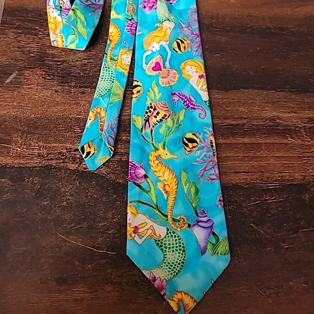 Vintage Handcrafted USA Tie Cotton Mango Man Brand Mermaids And Sealife